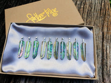 Load image into Gallery viewer, Super Mini Abalone Flight Feather Necklace with Silver or Brass Spine - FeatherTribe
