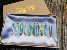 Load image into Gallery viewer, Super Mini Abalone Flight Feather Necklace with Silver or Brass Spine - FeatherTribe
