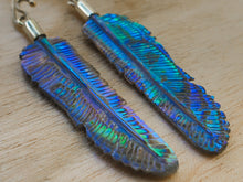 Load image into Gallery viewer, Super Mini Abalone Flight Feather Earrings - FeatherTribe