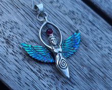 Load image into Gallery viewer, Abalone Goddess Necklace with Ruby - FeatherTribe