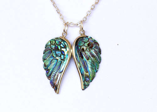 Abalone Mini Angel Wings Necklace - FeatherTribe