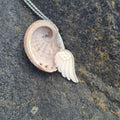 Mini Angel Wing Necklace - Bone Silver - Feather Tribe