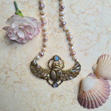 Load image into Gallery viewer, Cleopatra Scarab Pearl Necklace
