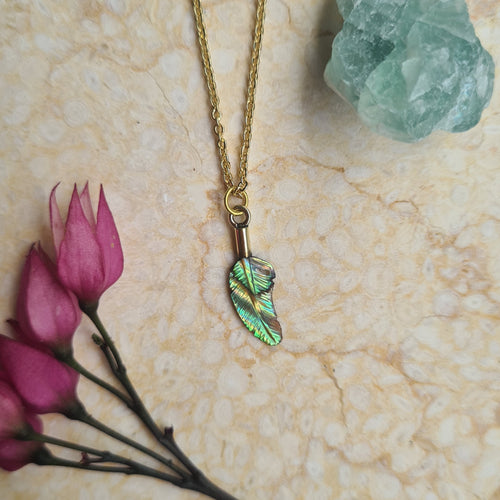Abalone Feather Necklace by Feather Tribe