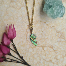 Load image into Gallery viewer, Abalone Feather Necklace by Feather Tribe
