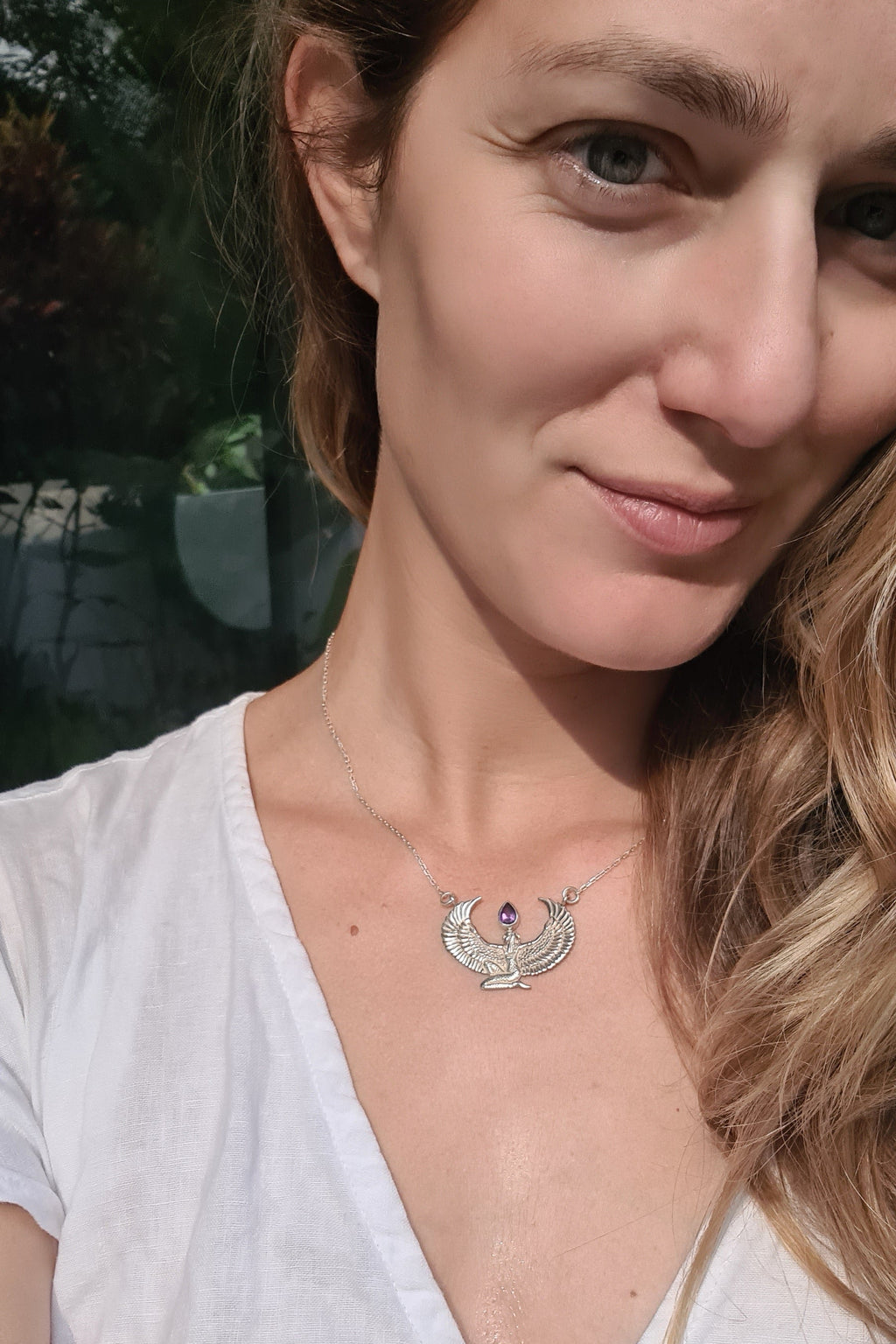 Amethyst Silver Isis Necklace