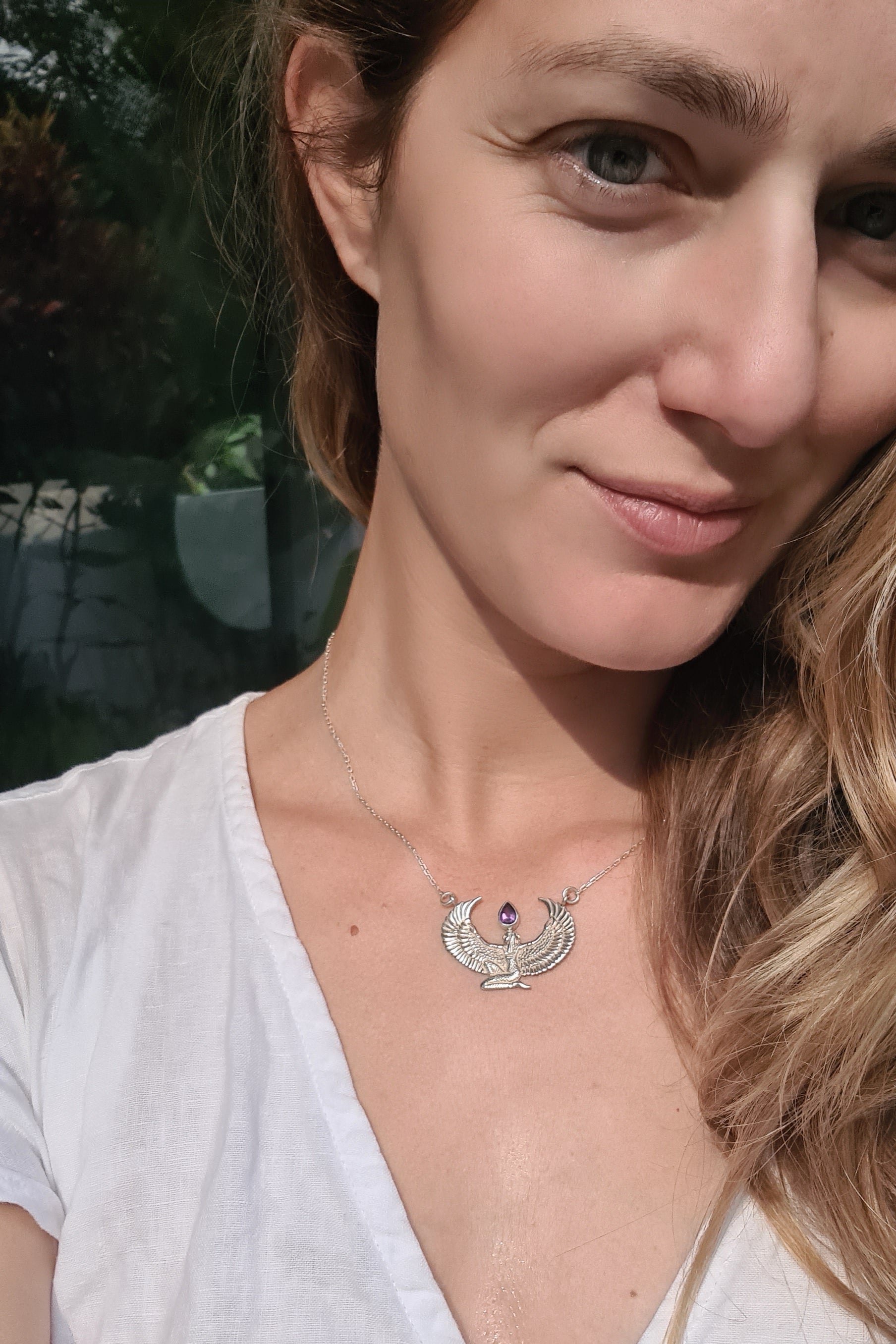 Amethyst Silver Isis Necklace
