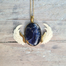 Load image into Gallery viewer, Angel Wing Pendant with Sodalite
