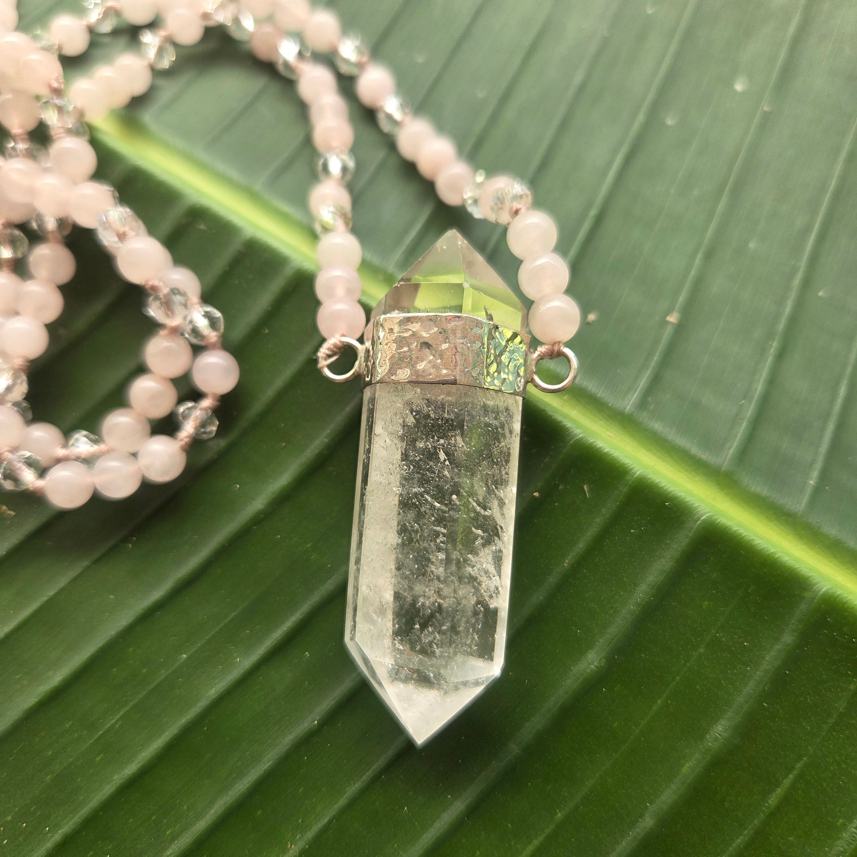Celeste Mala Necklace - Clear Quartz - FeatherTribe