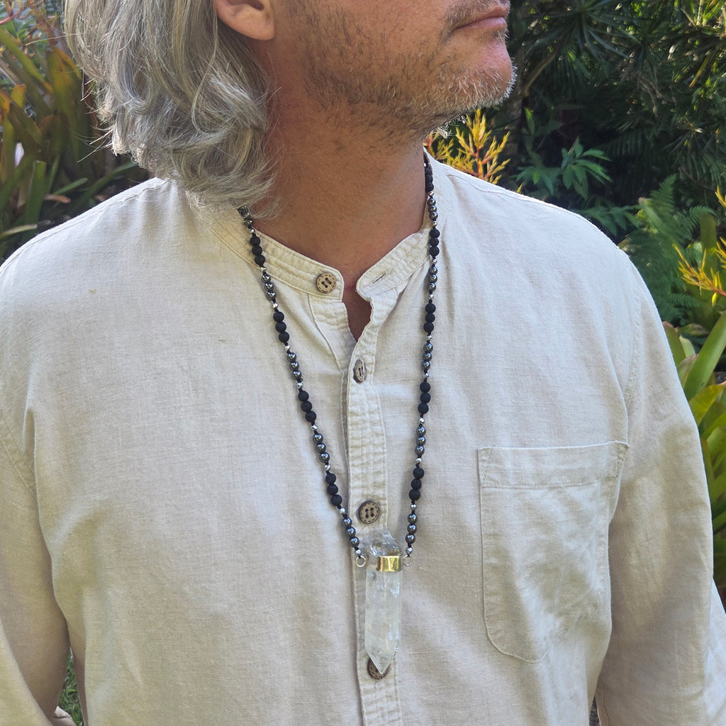 Celeste Mala Necklace - Clear Quartz - FeatherTribe