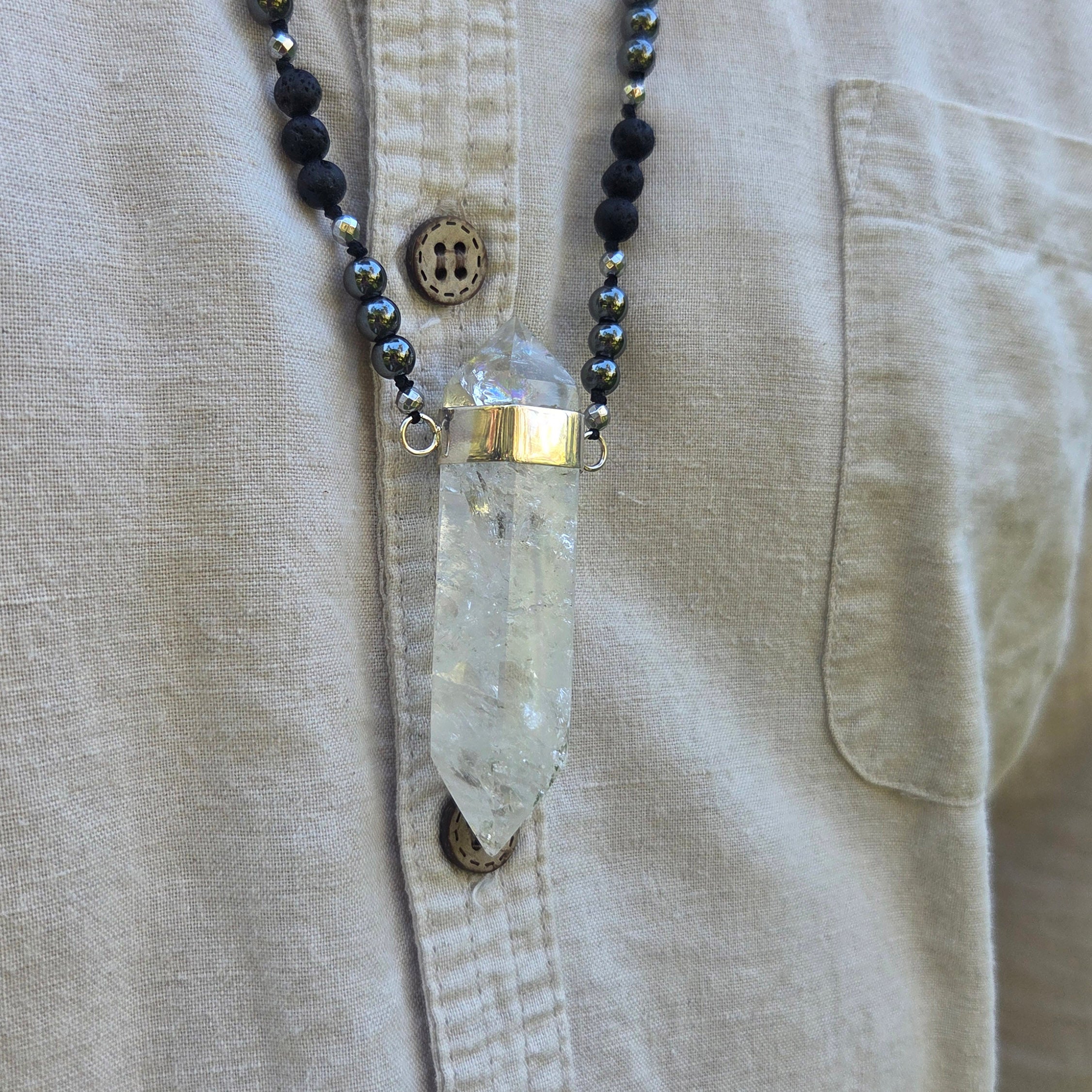 Celeste Mala Necklace - Clear Quartz - FeatherTribe