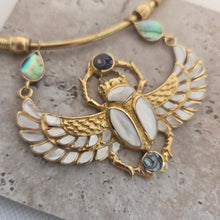 Load image into Gallery viewer, Cleopatra Scarab Necklace by Feather Tribe close up
