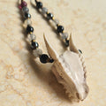 Dragon Skull Necklace with Obsidian, Smokey Quartz and Hematite Beads
