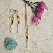 Load image into Gallery viewer, Elegant Bone Feather Earrings and Necklace by Feather Tribe
