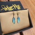 Extra Small Abalone Flight Feather Earrings Brass