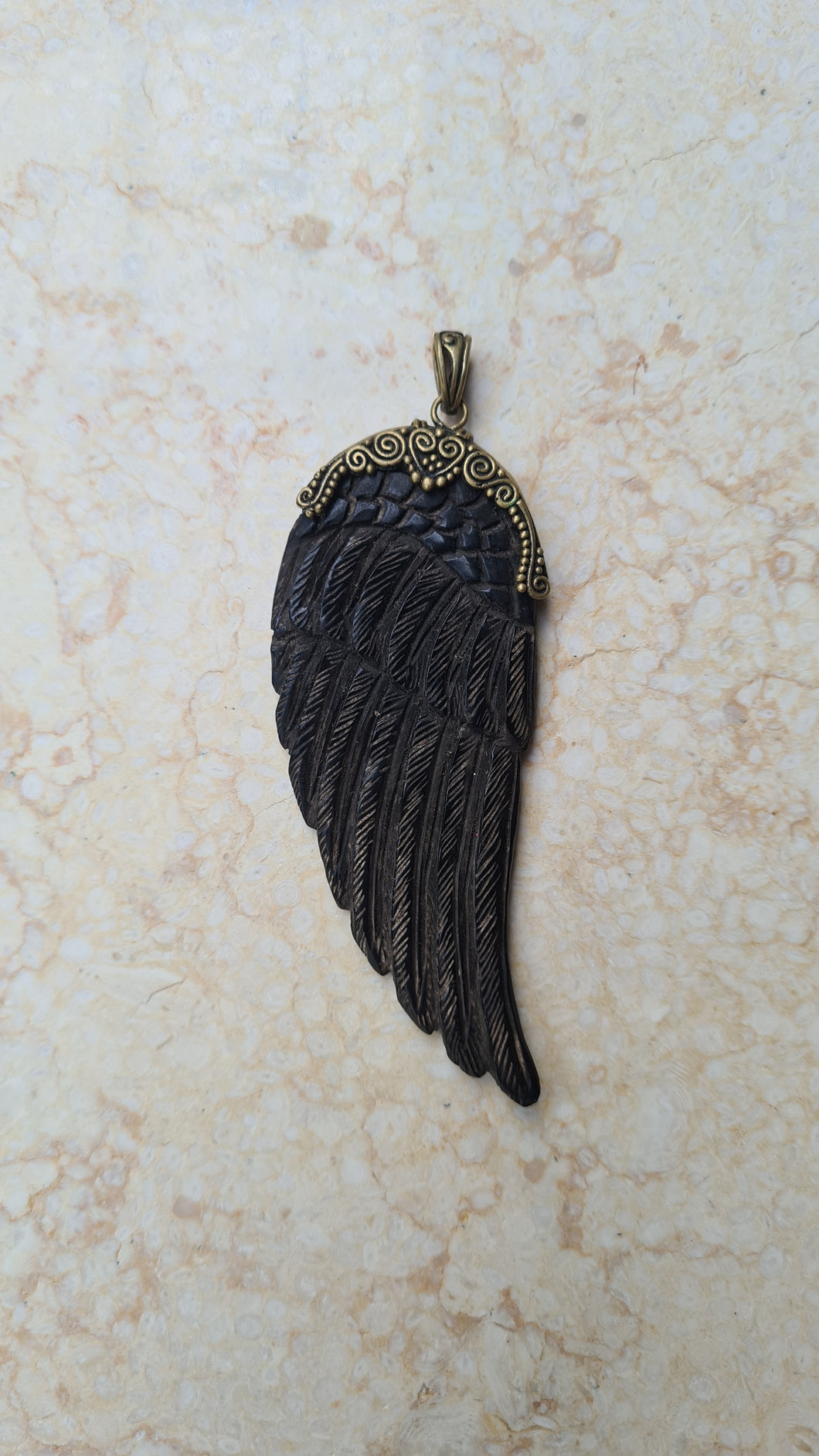 SECOND: Black Horn Angel Wing Pendant