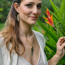 Load image into Gallery viewer, Archangel Michael Pendant and Earrings Pink Pearl
