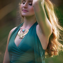 Load image into Gallery viewer, Premium Large Gold Isis Goddess Necklace with Labradorite
