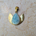 Lotus Larimar Pendant Gold Plated on Sterling Silver