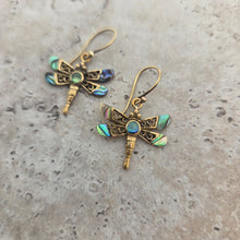 Load image into Gallery viewer, Mini Abalone Dragonfly Earrings by FeatherTribe

