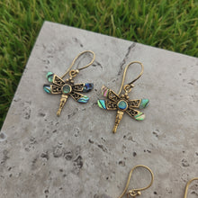 Load image into Gallery viewer, Mini Abalone Dragonfly Earrings by FeatherTribe
