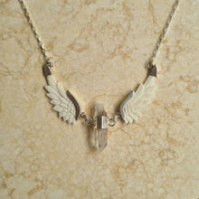 Load image into Gallery viewer, Orion Pendant Clear Quartz Bone Wings Silver
