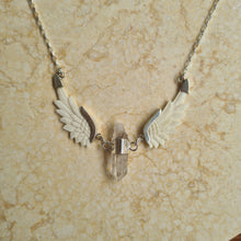 Load image into Gallery viewer, Orion Pendant Clear Quartz Bone Wings Silver
