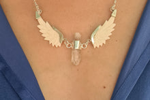 Load image into Gallery viewer, Orion Pendant Clear Quartz Bone Wings Silver
