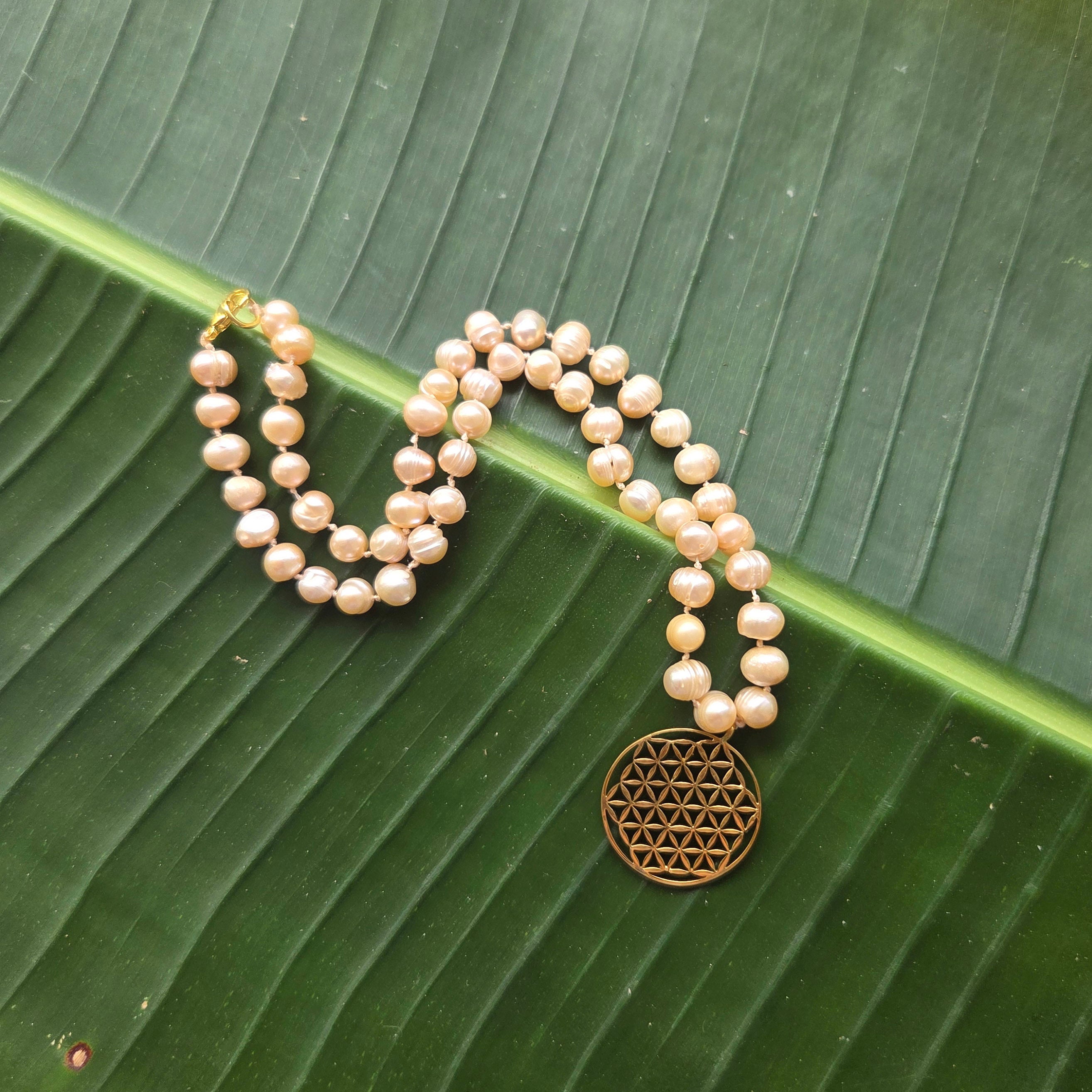 Flower of Life Pearl Choker - FeatherTribe