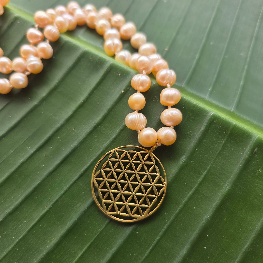 Flower of Life Pearl Choker - FeatherTribe