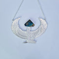 Premium Large Silver Isis Goddess Necklace with Labradorite with hand-carved Ankh - FeatherTribe