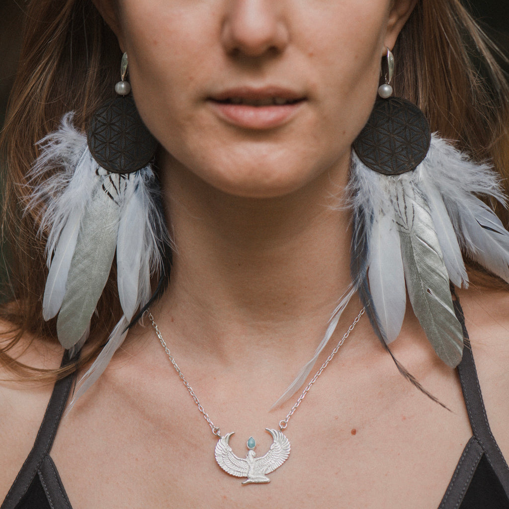 Small Moonstone Silver Isis Goddess Necklace or Headpiece - FeatherTribe