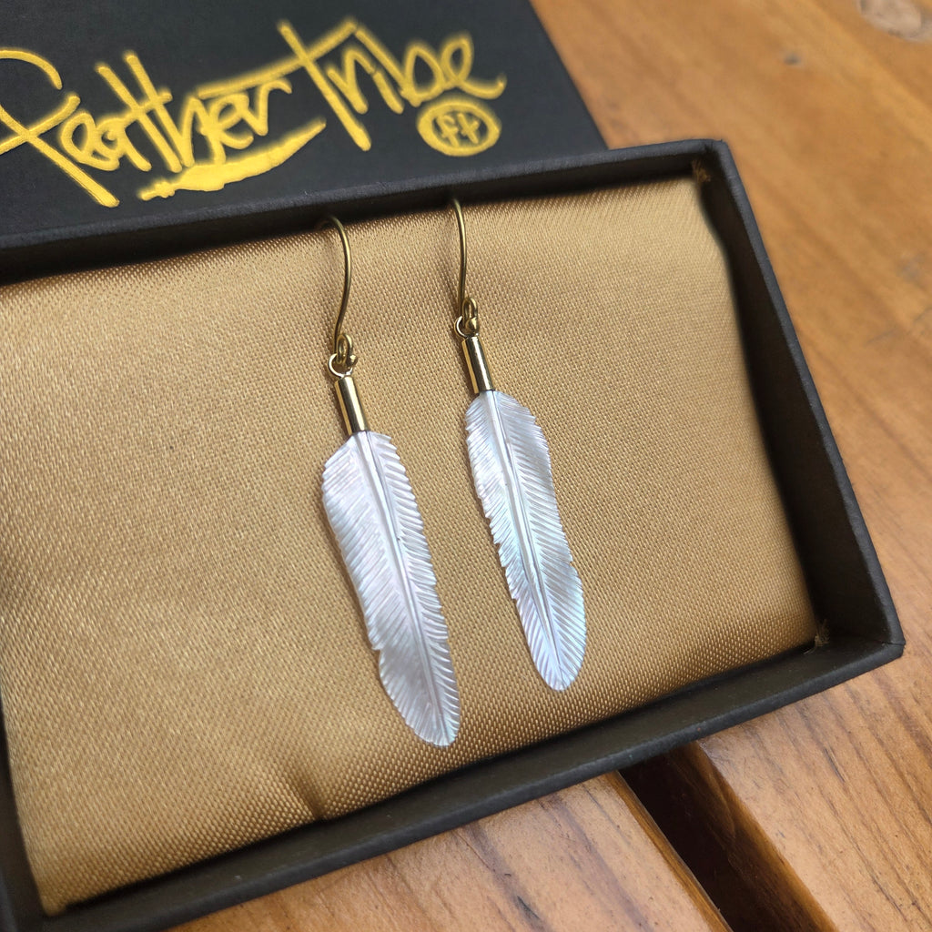 Super Mini Golden Pearl Flight Feather Earrings