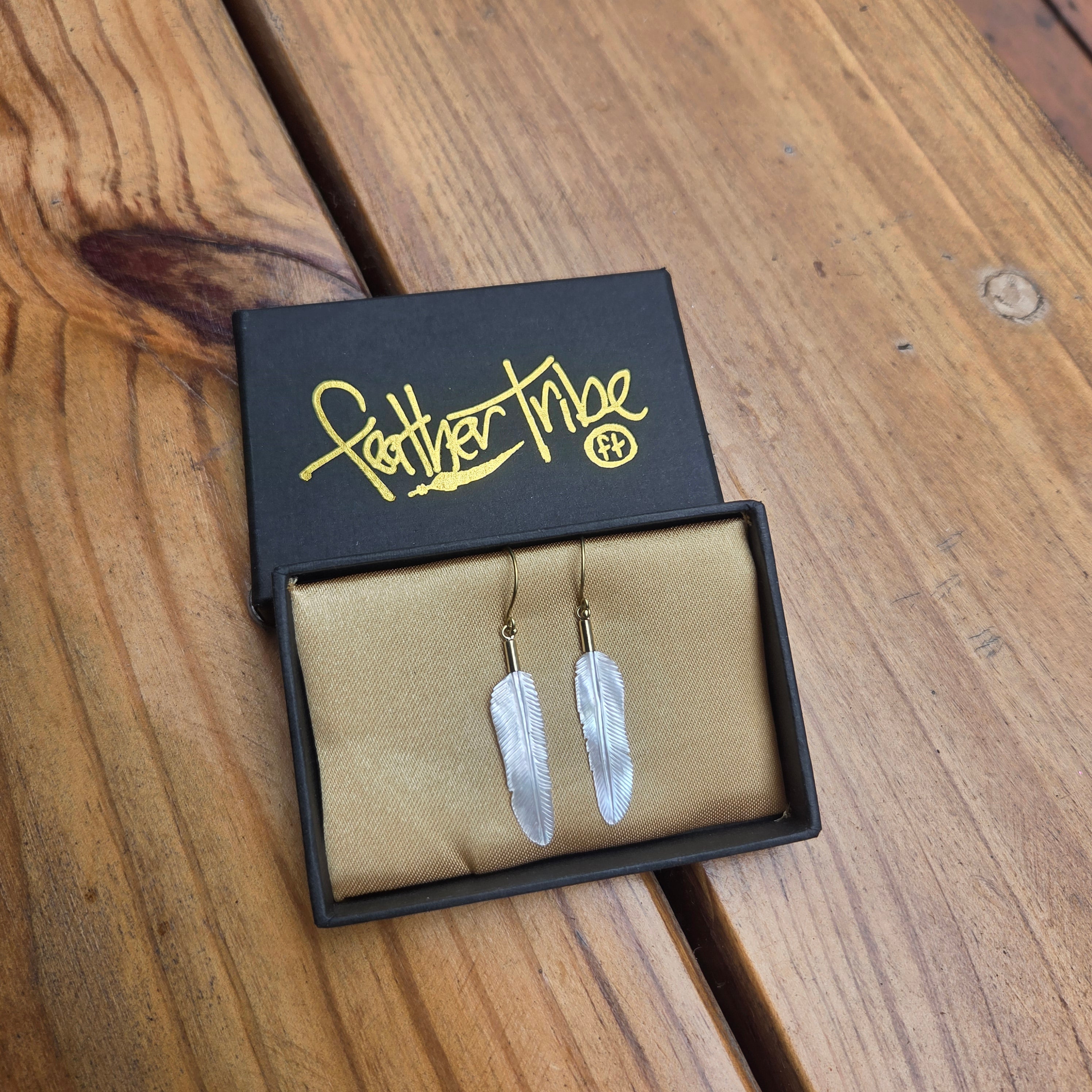 Super Mini Golden Pearl Flight Feather Earrings