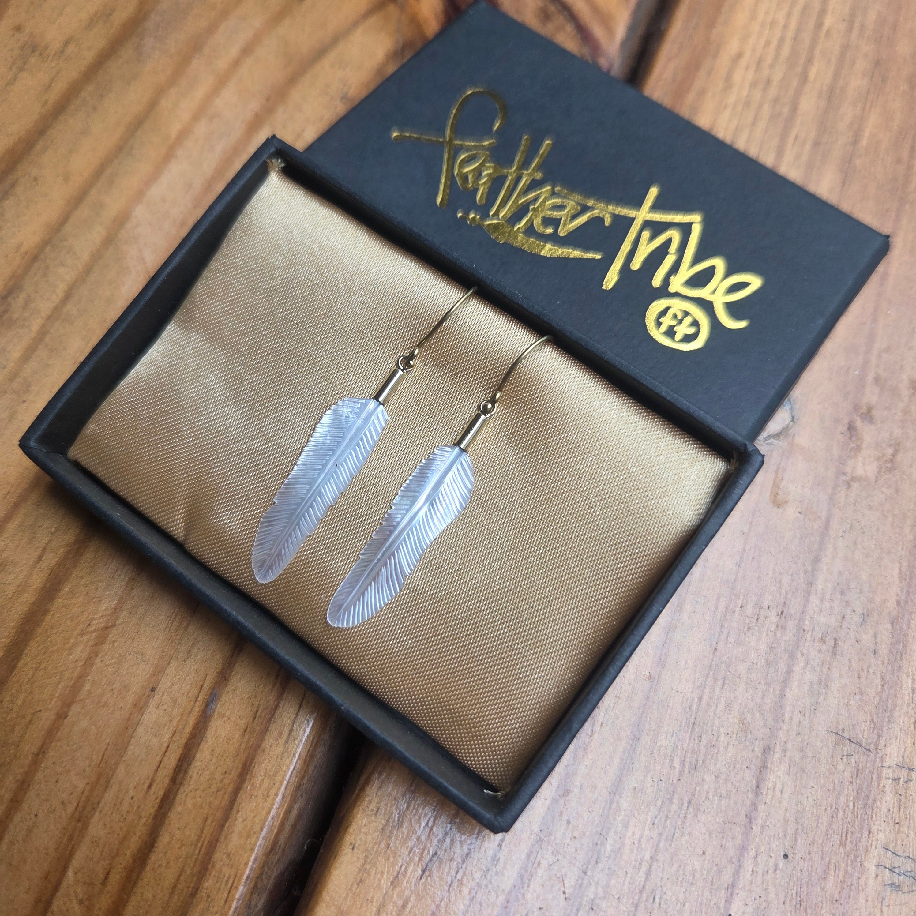 Super Mini Golden Pearl Flight Feather Earrings