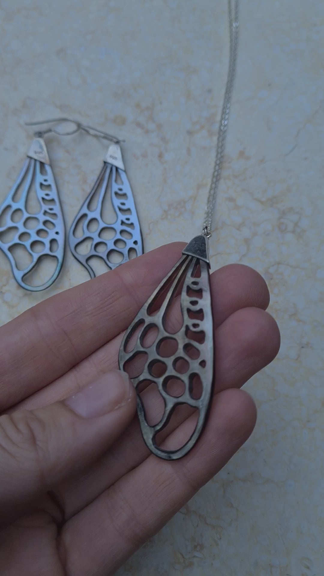 Black Pearl Fairy Wing Necklace