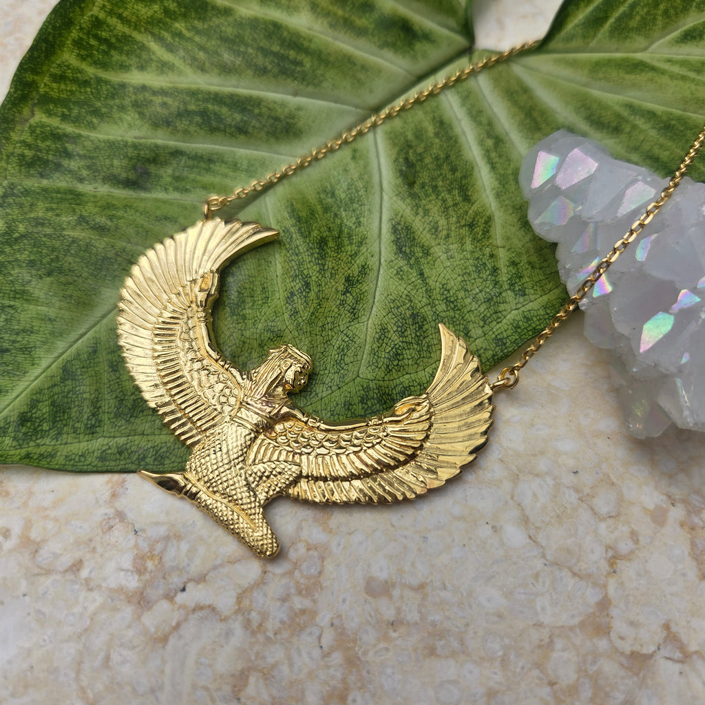 SECOND: Medium Gold Isis Goddess Necklace