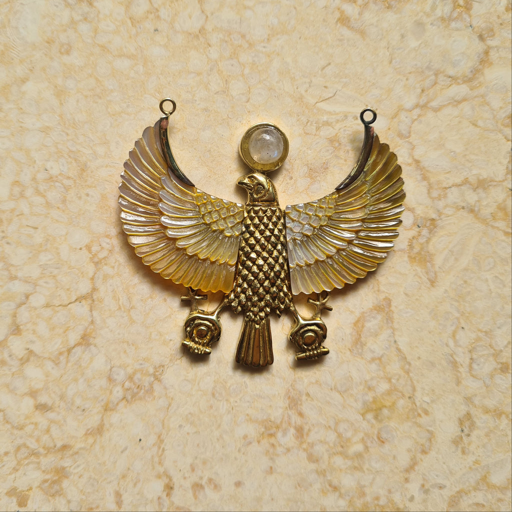 SECOND: Golden Pearl Horus Necklace #B