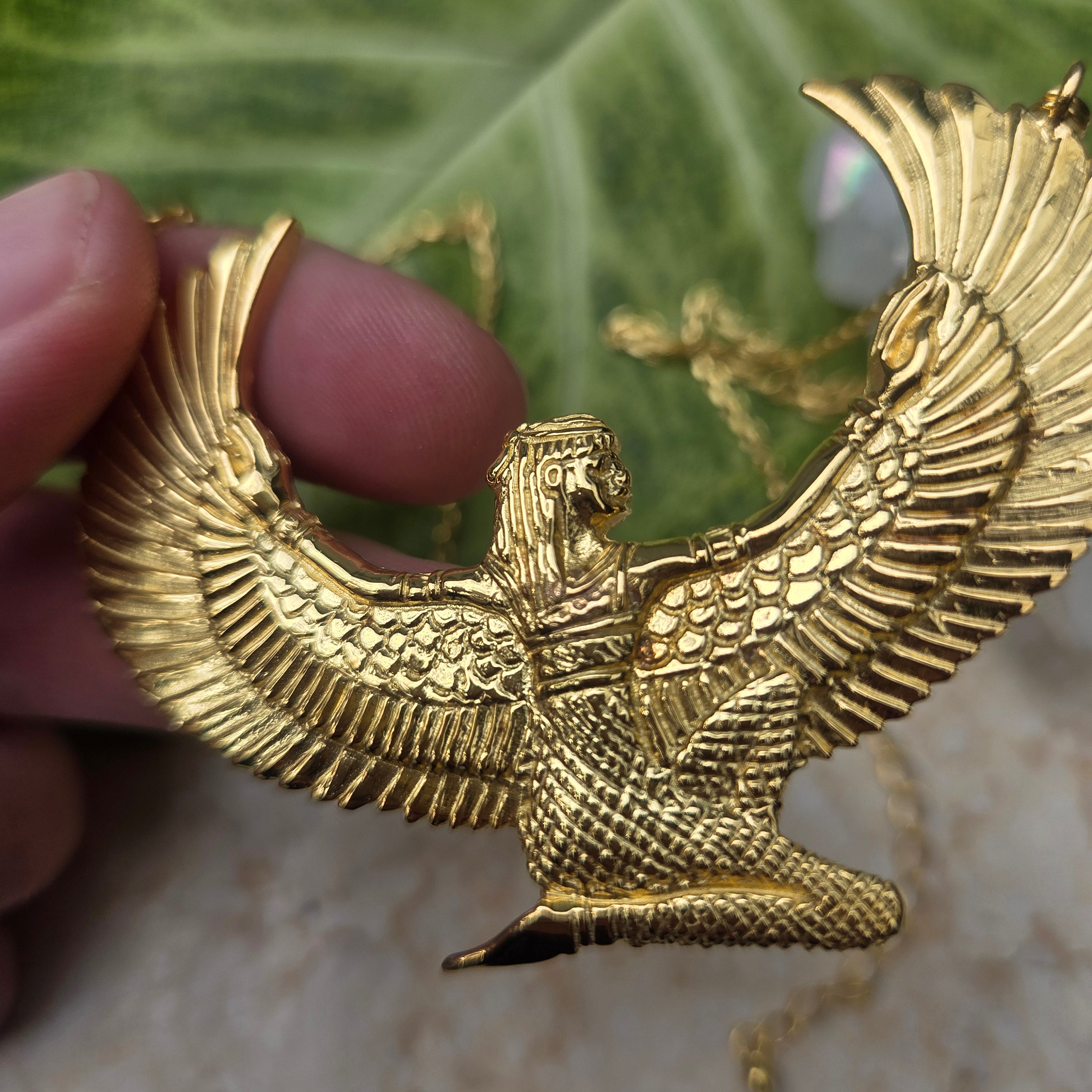 SECOND: Medium Gold Isis Goddess Necklace