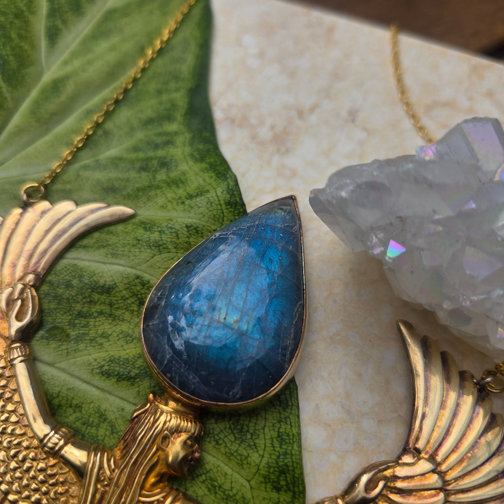 SECOND: Premium Gold Isis Goddess Necklace with Labradorite