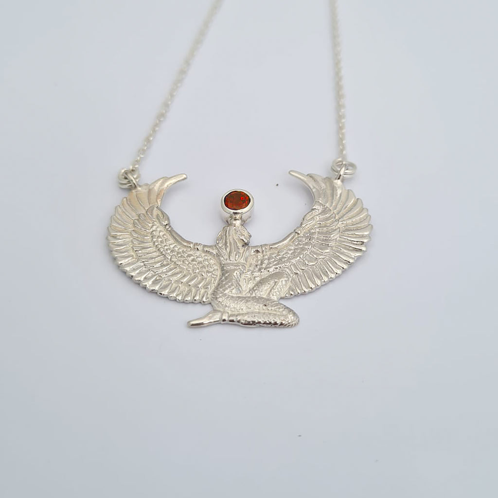 Small Garnet Silver Isis Goddess Necklace or Headpiece - FeatherTribe