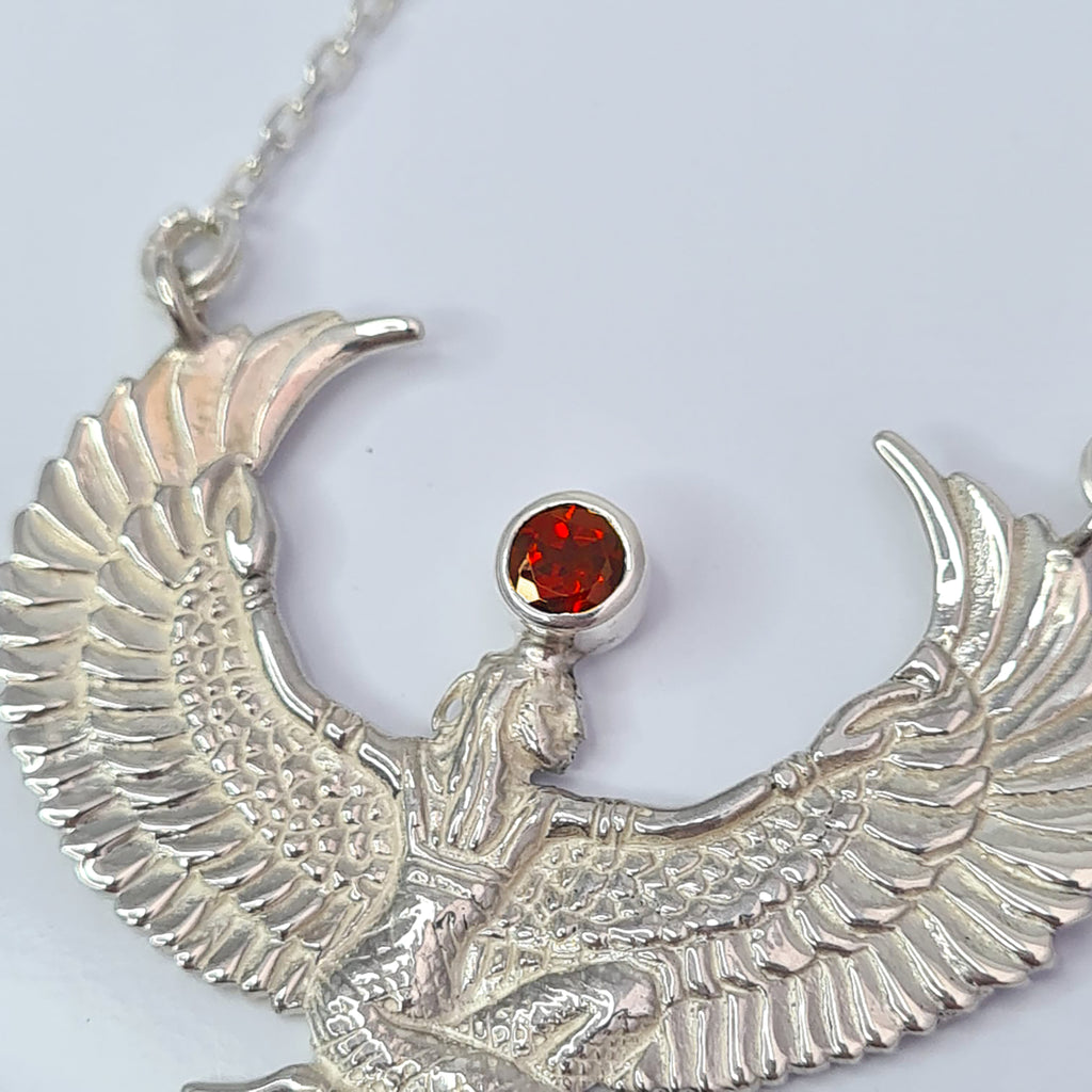Small Garnet Silver Isis Goddess Necklace or Headpiece - FeatherTribe