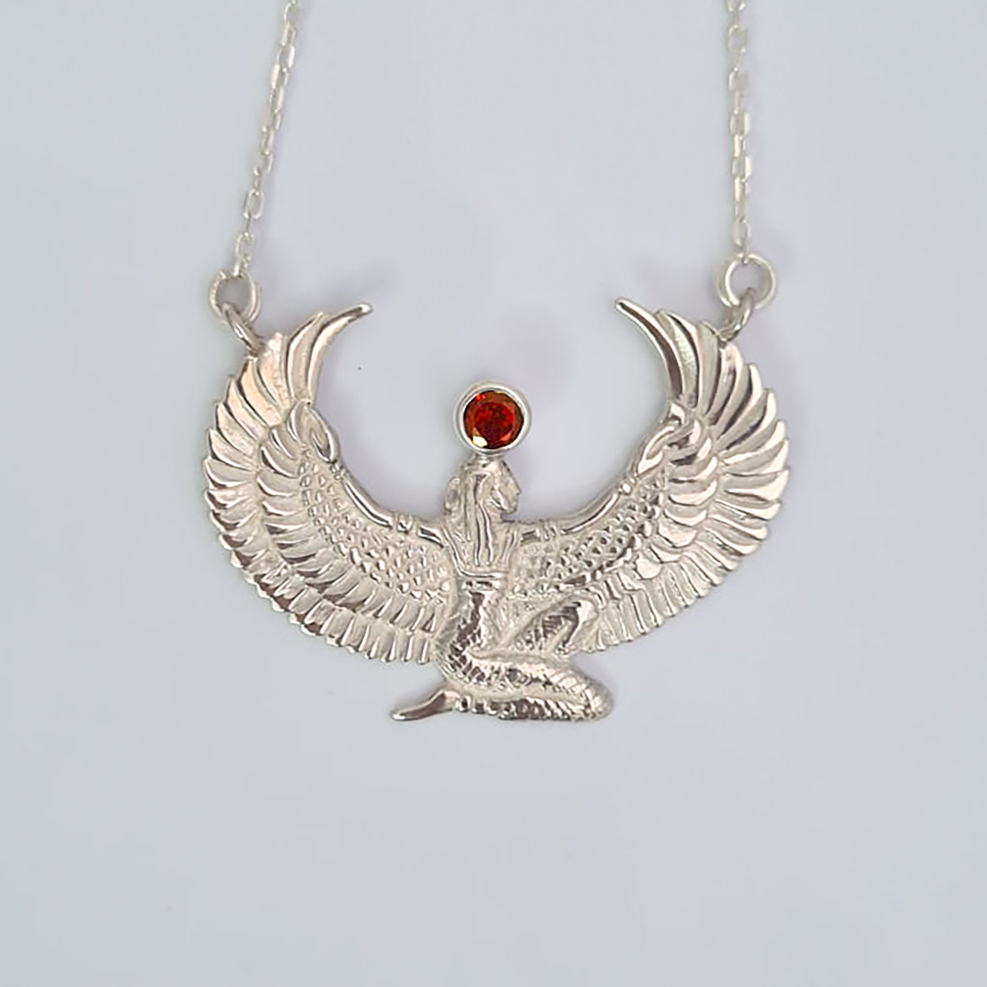 Small Garnet Silver Isis Goddess Necklace or Headpiece - FeatherTribe
