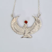 Load image into Gallery viewer, Small Garnet Silver Isis Goddess Necklace or Headpiece
