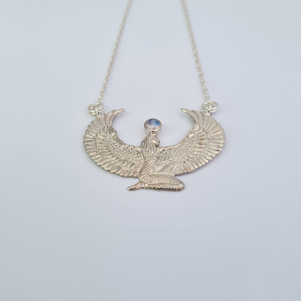 Small Moonstone Silver Isis Goddess Necklace or Headpiece - FeatherTribe