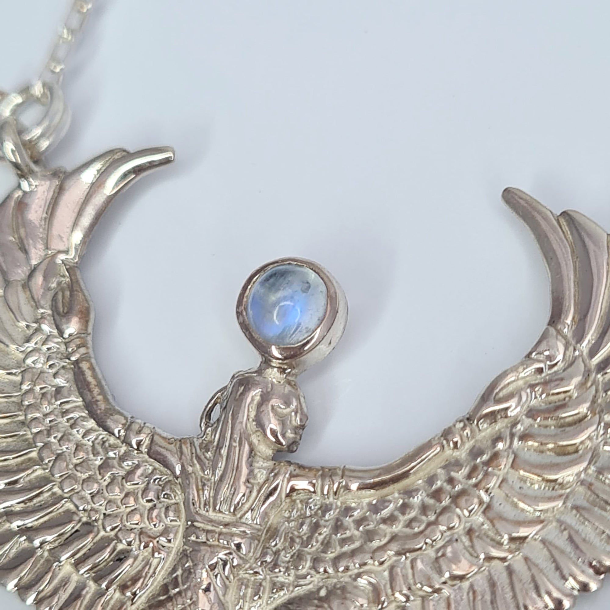 Small Moonstone Silver Isis Goddess Necklace or Headpiece - FeatherTribe