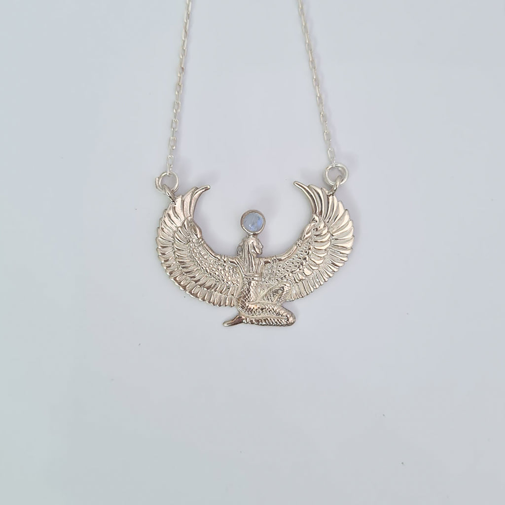 Small Moonstone Silver Isis Goddess Necklace or Headpiece - FeatherTribe