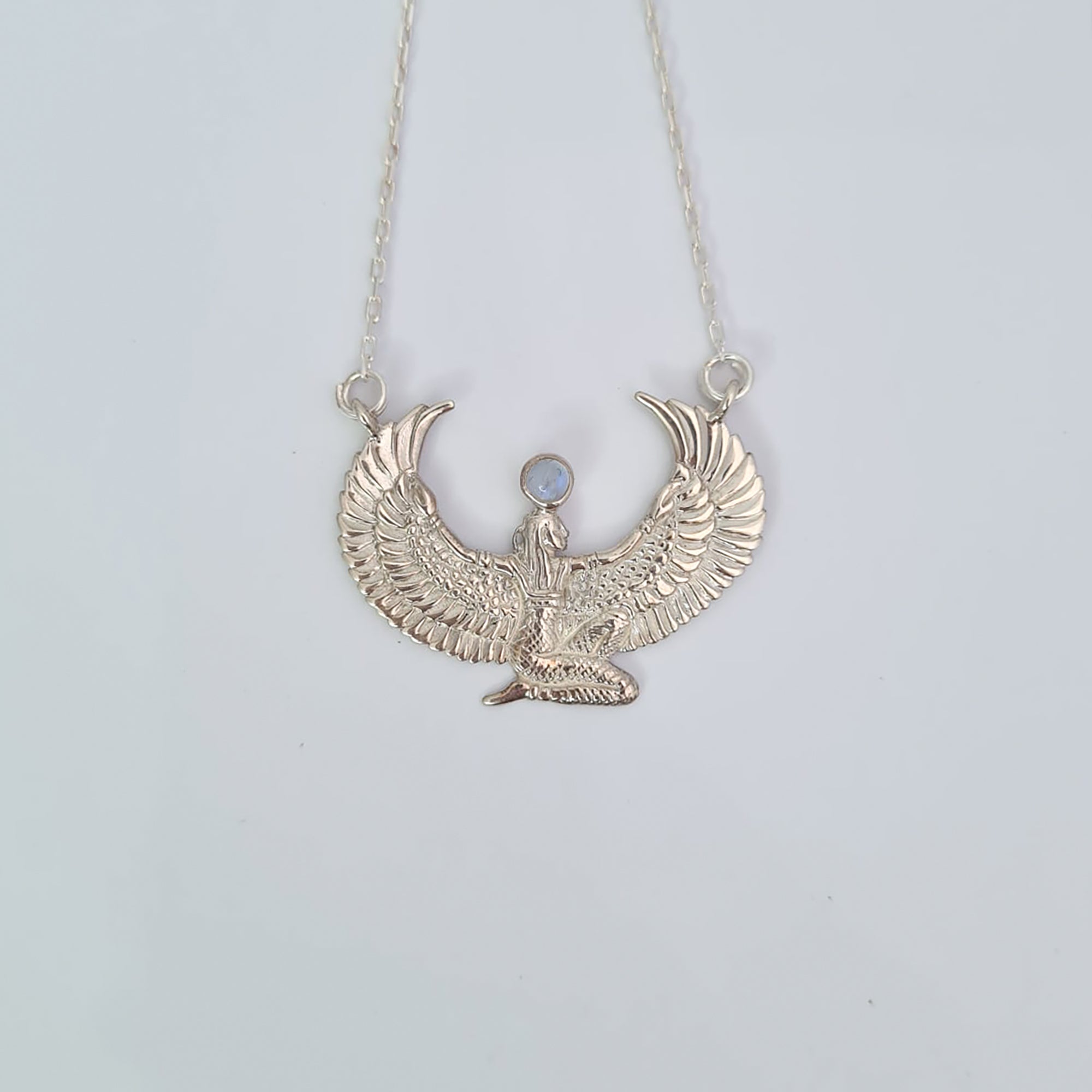 Small Moonstone Silver Isis Goddess Necklace or Headpiece - FeatherTribe