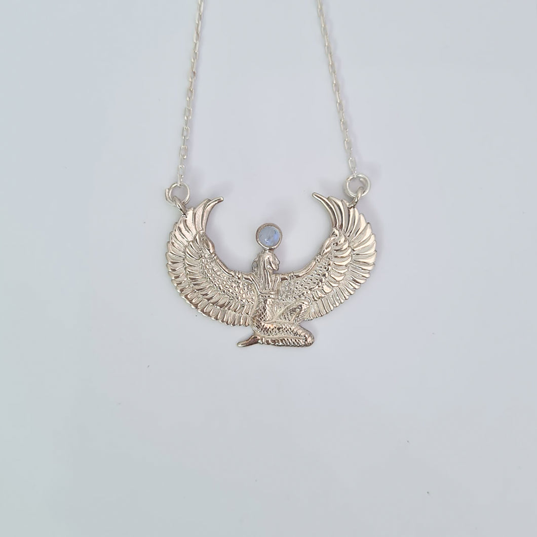 Small Moonstone Silver Isis Goddess Necklace or Headpiece