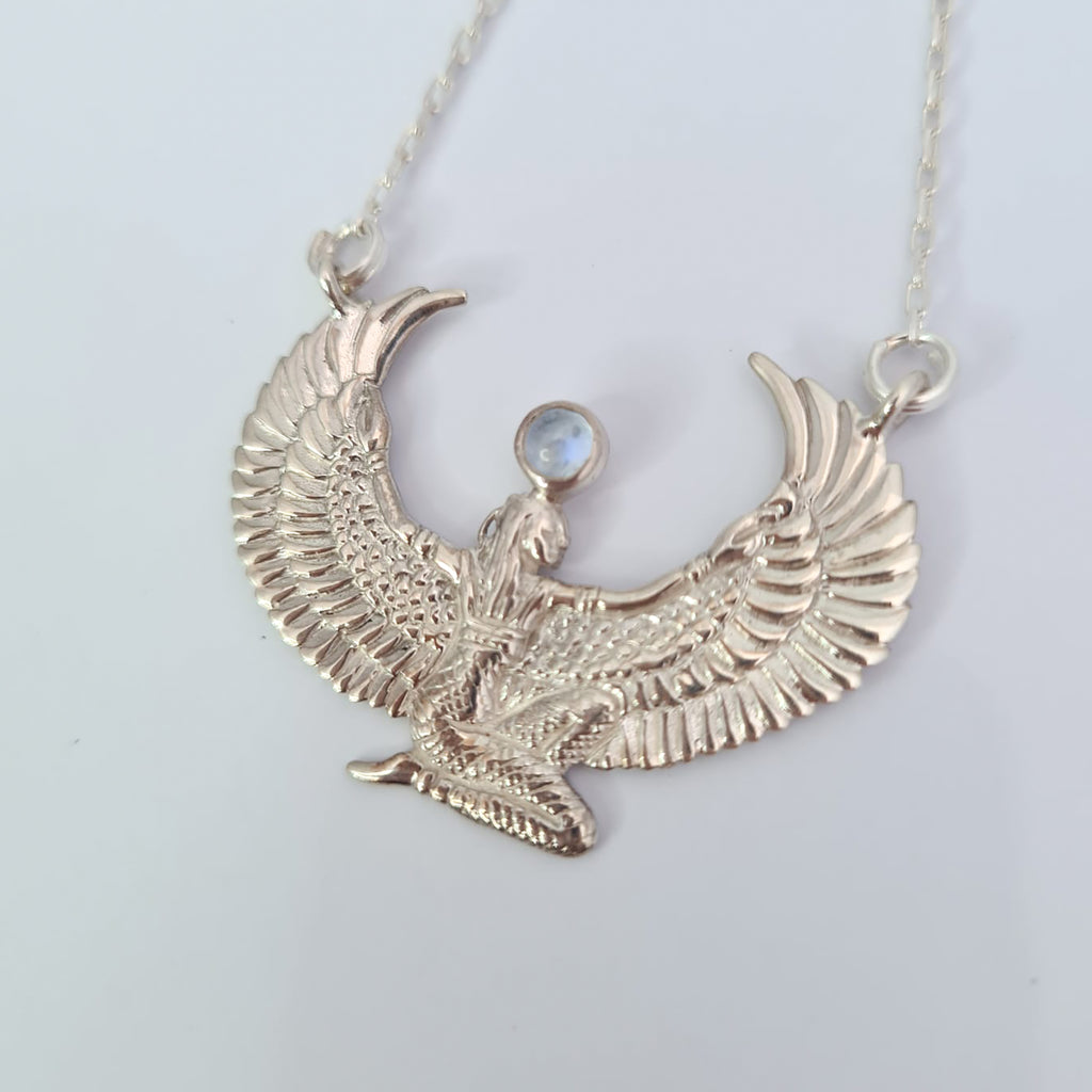 Small Moonstone Silver Isis Goddess Necklace or Headpiece - FeatherTribe